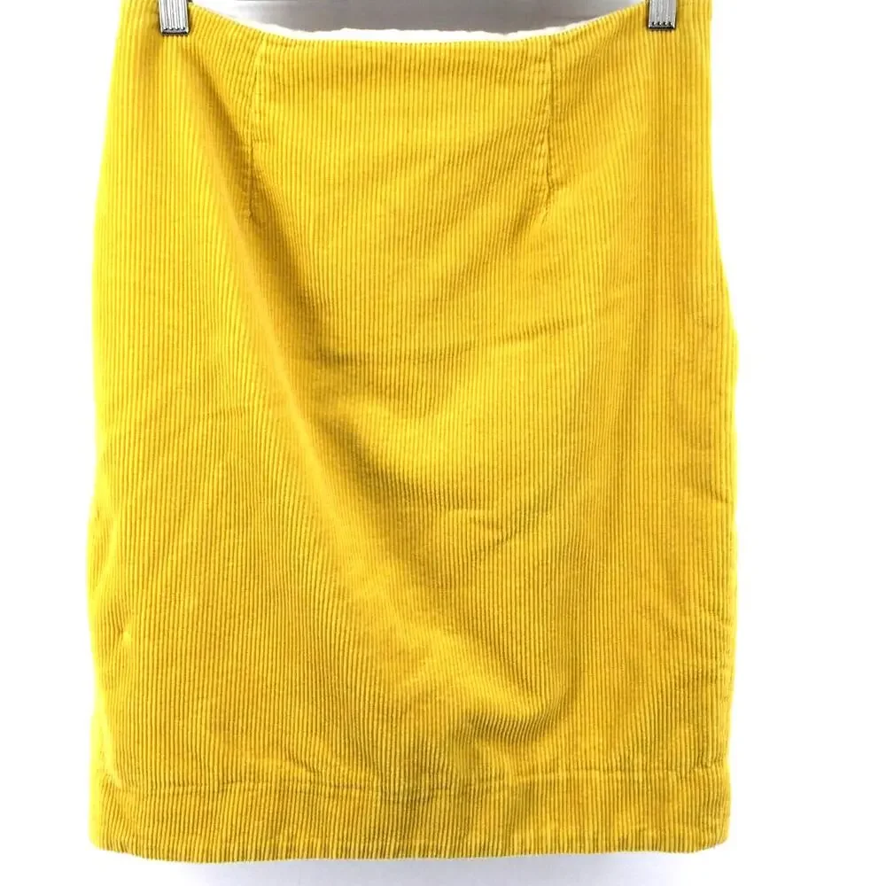 Anthropologie Maeve Yellow Corduroy Mini‎ Skirt Size 4 NWOT